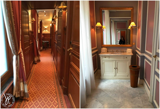 ornate hallway and bathroom