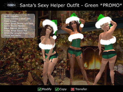 BSN Santa's Sexy Helper Outfit - Green Promo