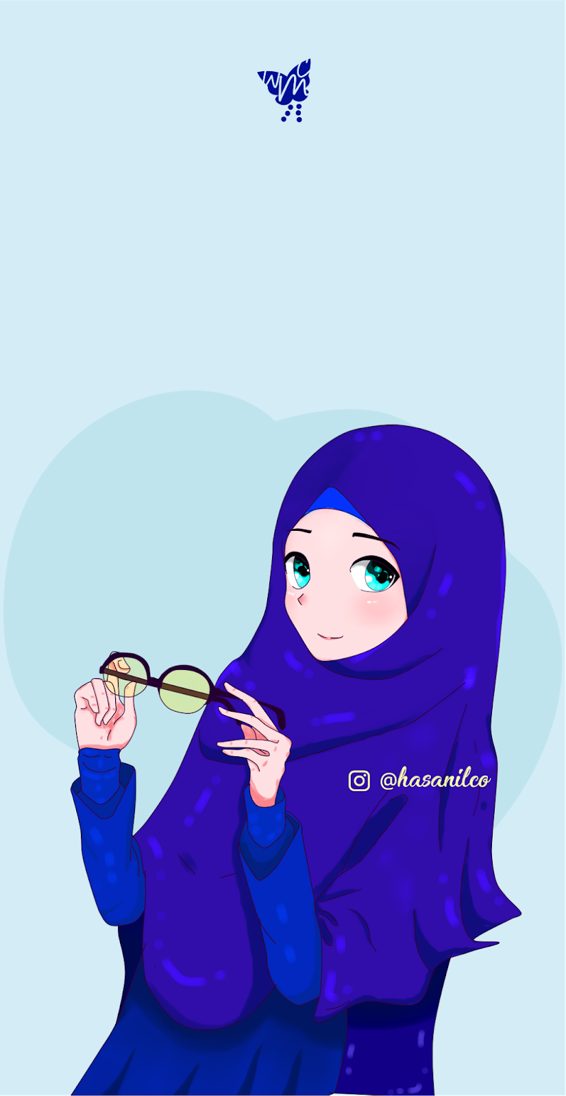 Wallpaper Cute Muslimah Cartoon Picture Heart Glasses 005 Costum Color