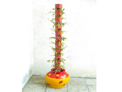 Aniket Dabhade - VU3LOL home made Flower Tower for garden