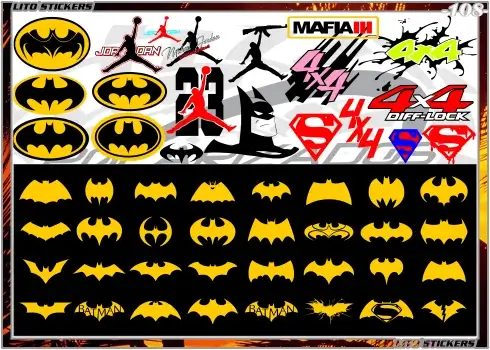 Logos diseños de batman,Jordan,Superman y 4x4