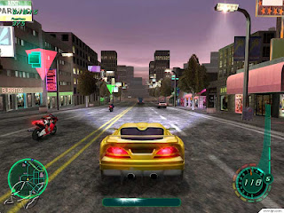 midnight club 2 game yellow car racing with bike  