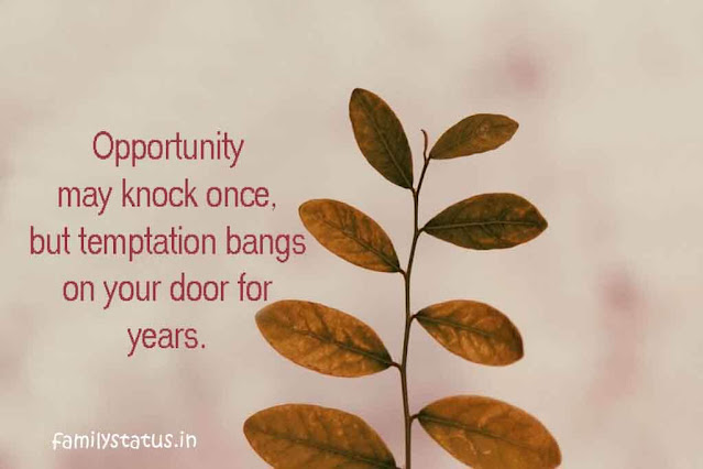 Opportunity may knock once, but temptation bangs on your door for years.