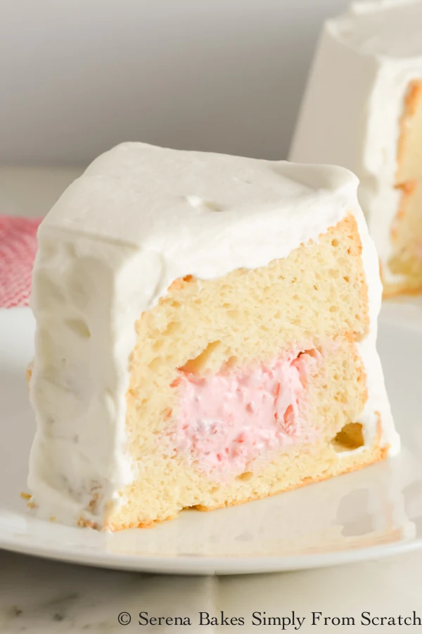 Strawberry Cheesecake Stuffed Angel Food Cake