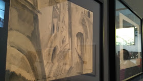 Fragmentos del story-board de una película del expresionismo alemán: El gabinete del doctor Caligari (1920), vista en la exposición Cine y Arte
