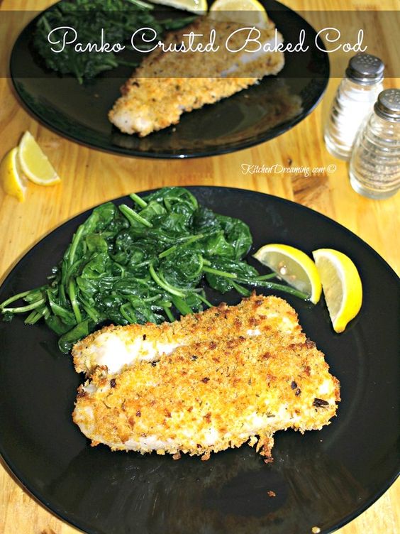 Panko Crusted Baked Cod Fish has a crunchy outer texture while still keeping the fish moist and flaky.