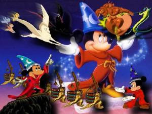 Mickey Mouse in control in Fantasia 1940 animatedfilmreviews.filminspector.com