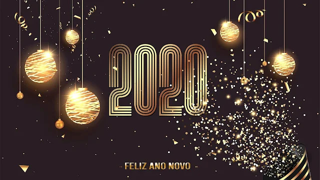 Fundo Dourado Feliz Ano Novo 2020, hd, 4k. 