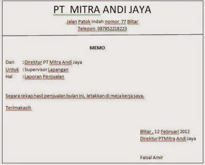 Contoh Memo dan Penulisannya Mei 2015 - Berbagi Informasi