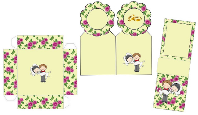 Groom Carring Bride with Purple Flowers in Yellow: Free Printable Wedding Mini Kit.