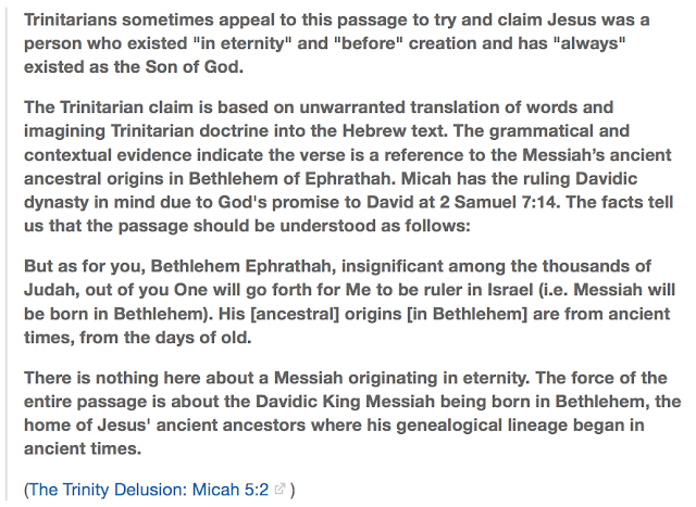 The Trinity Delusion Micah 5:2.