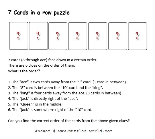 7 Cards in a row puzzle