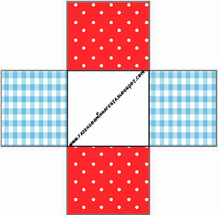 Red and Light Blue Squares: Free Printable Boxes.