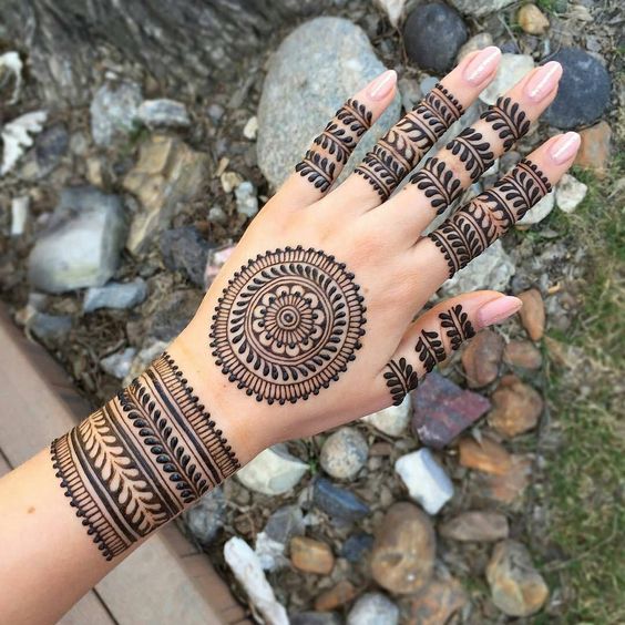 Elegant traditional Mehndi Designs for Front & Back hand