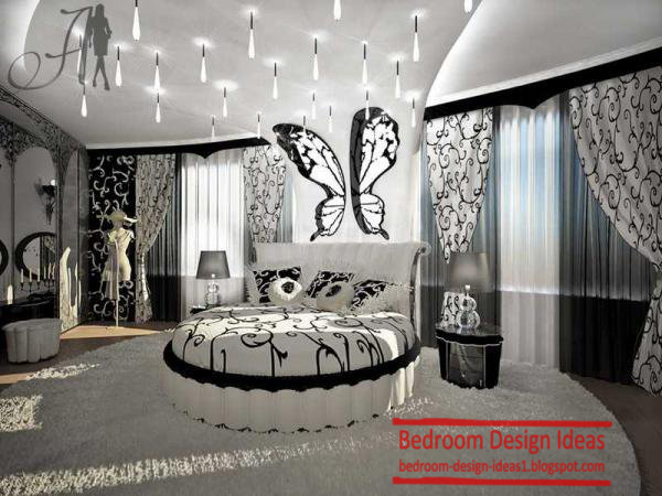 black and white master bedroom design ideas with round bed for master ...