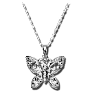  Diamond Butterfly Pendant 14k White