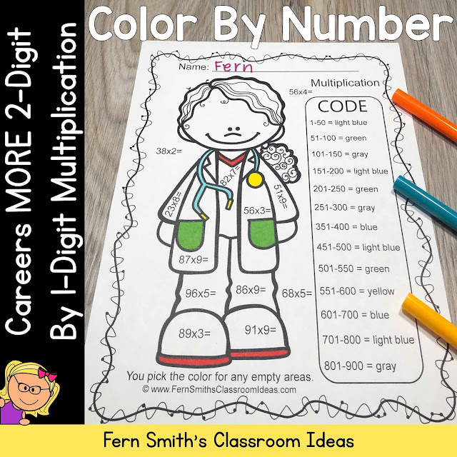 OR...Click Here to Grab This Smaller Resource, Color By Numbers Careers MORE 2-Digit by 1-Digit Multiplication