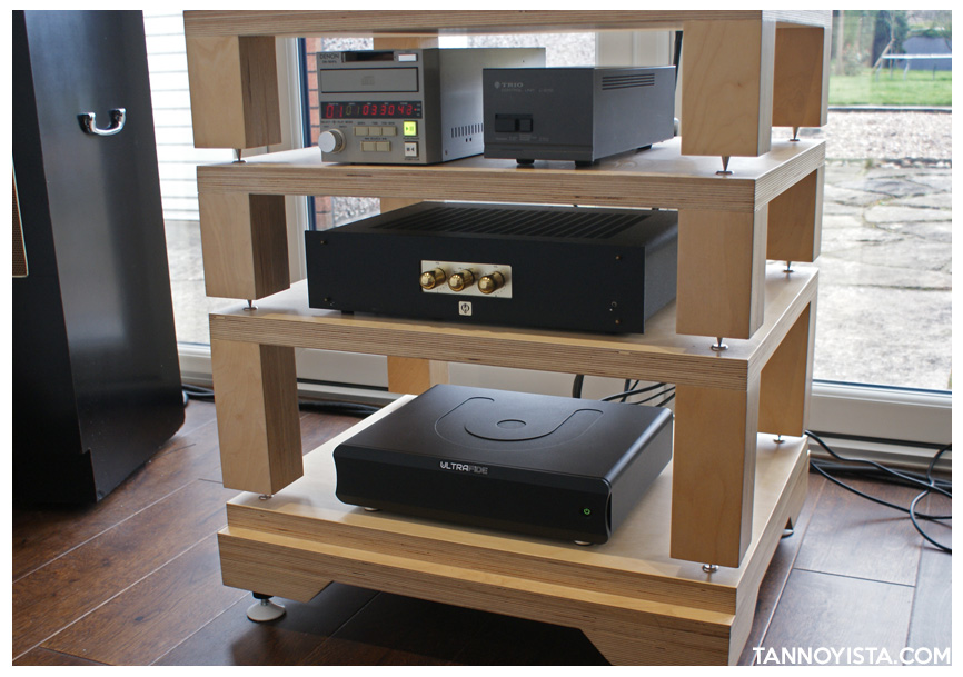 Close-up of the Tannoyista system and Ultrafide U500DC Amplifier