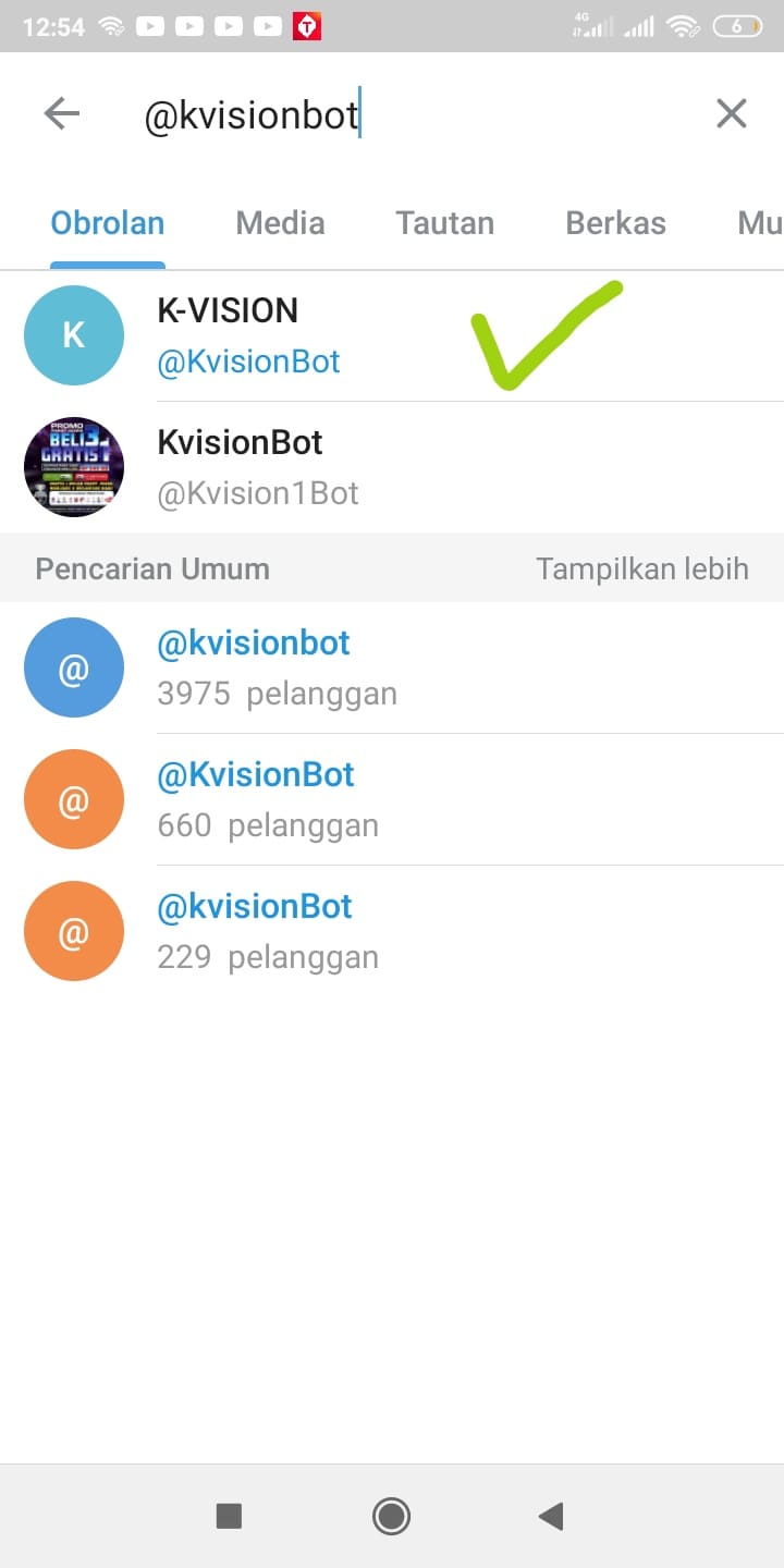 Update!  BOT Aplikasi Telegram K-Vision Terbaru