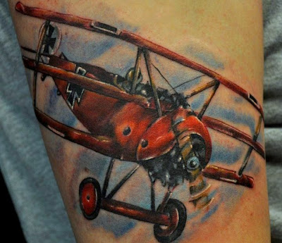 Red Airplane WWII Tattoo