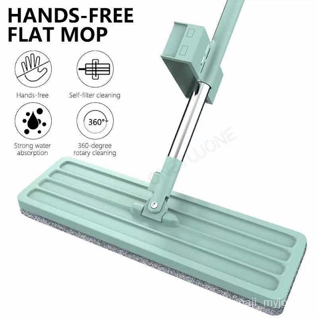 360 Rotation Flat Mop Floor Cleaning Microfiber Squeeze Mop