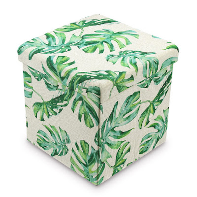 Shop the Tropical Leaves Pattern Folding Storage Ottoman - Split Leaf Philodendron at NileCorp.com