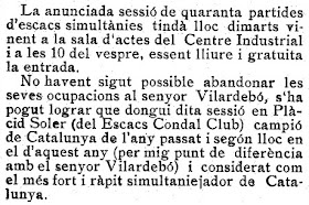 II Campeonato Individual de Ajedrez de Catalunya 1926, recorte de prensa