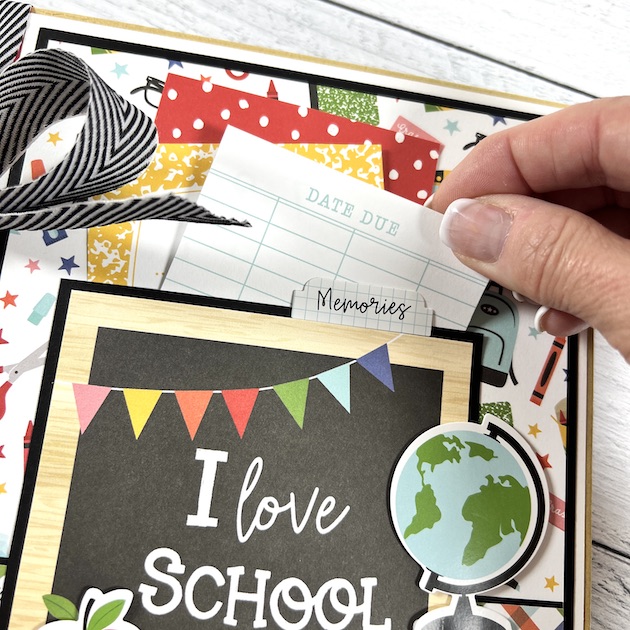 I Love School Scrapbook Album with pockets, photo mats, and journaling cards