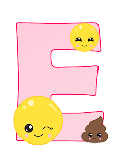 Abecedario Rosa con Emojis, con Números. Pink Alphabet with Emojis, with Numbers.