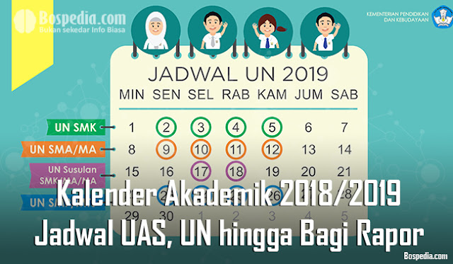 Kalender Akademik 2018/2019 - Jadwal Uas, Un Sampai Bagi Rapor Sekolah