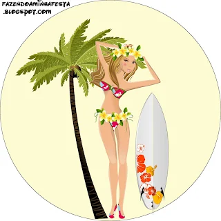 Hawaiian Girl Free Printable Toppers. 