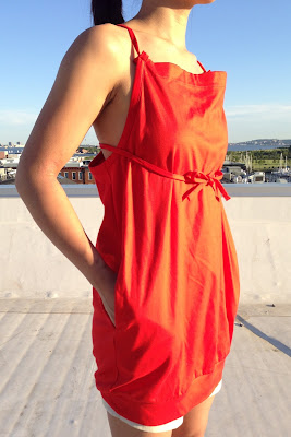 Y-3 by Yohji Yamamoto Red Tie Mini Dress - ShopMyCloset