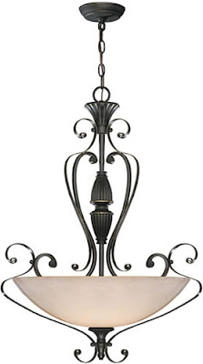 Lite Source C7981 Vitalia 3 Light Bowl Pendant Aged Bronze/Glass Shade