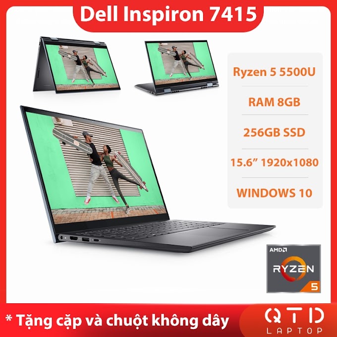 [ laptop_qtd ] Laptop Dell Inspiron 14 7415 A906BLU 2-in-1 AMD Ryzen 5 5500U/8GB/256GB SSD/14"FHD(1920x1080) Touch/Windows 10 Mist Blue