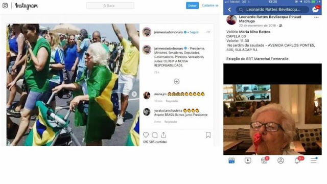 Bolsonaro posta foto de idosa já falecida como se a mesma tivesse saído para apoia-lo em manifestação