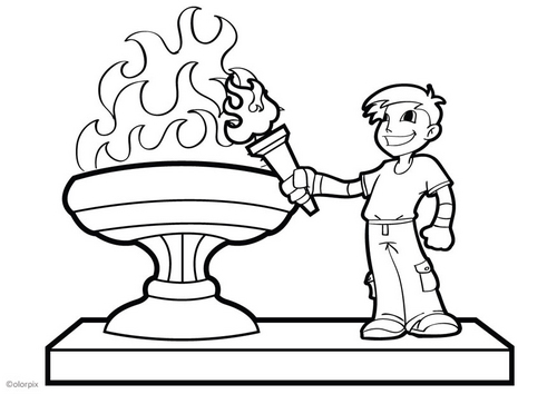 kids coloring pages carry Olympic torch title=