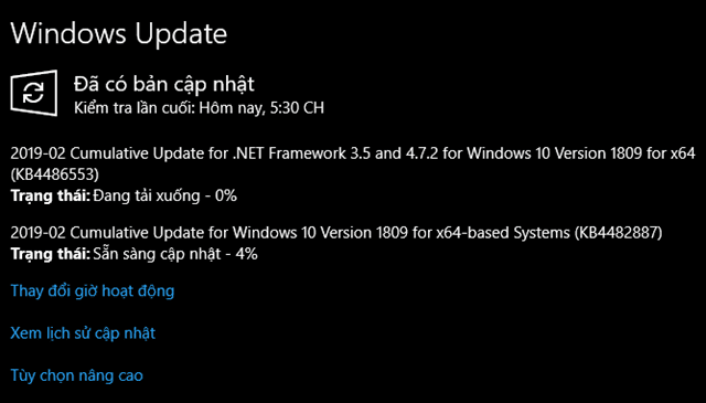 Bản cập nhật tháng 3, 2019 - KB4482887 cho Windows 10 version 1809