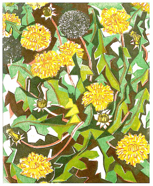 a William Greengrass print 1936, of dandelions