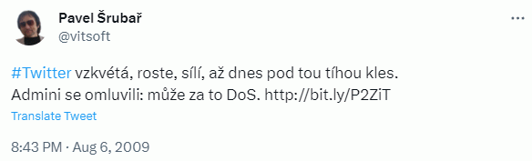 #Twitter vzkvétá, roste, sílí, až dnes pod tou tíhou kles. Admini se omluvili: může za to DoS.