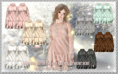 {amiale}Glitter Sweater and Frilled Short Skirt