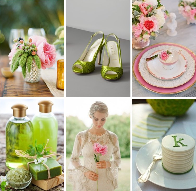 pink and green wedding theme