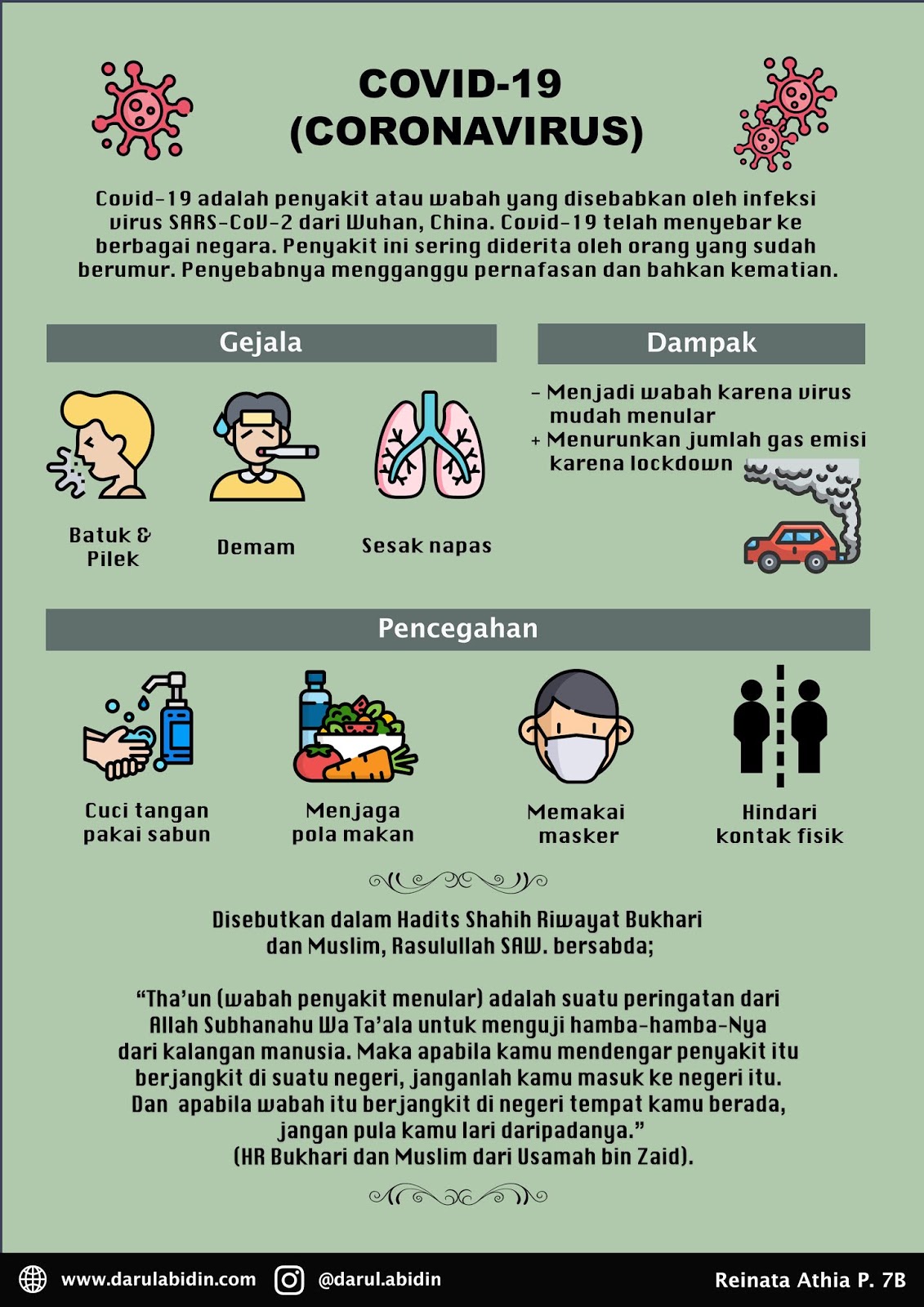 Karya PBL Kelas 7B Proyek Poster Covid 19 SMPIT Darul 