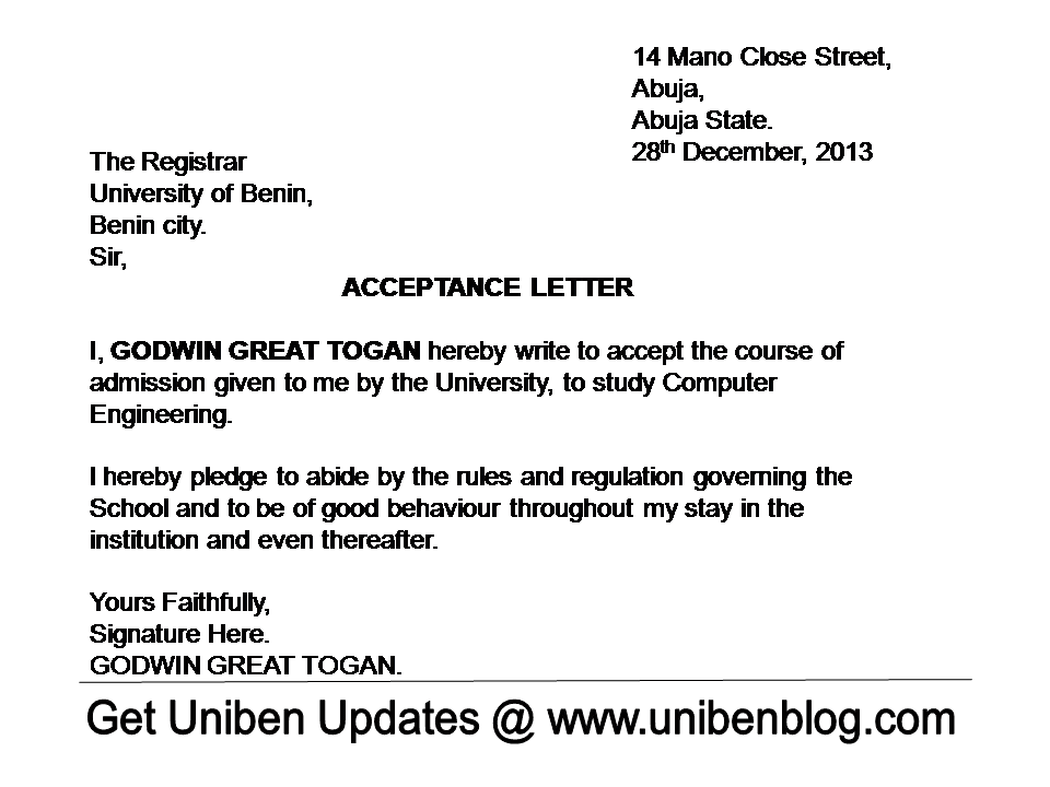How to write an application letter for admission