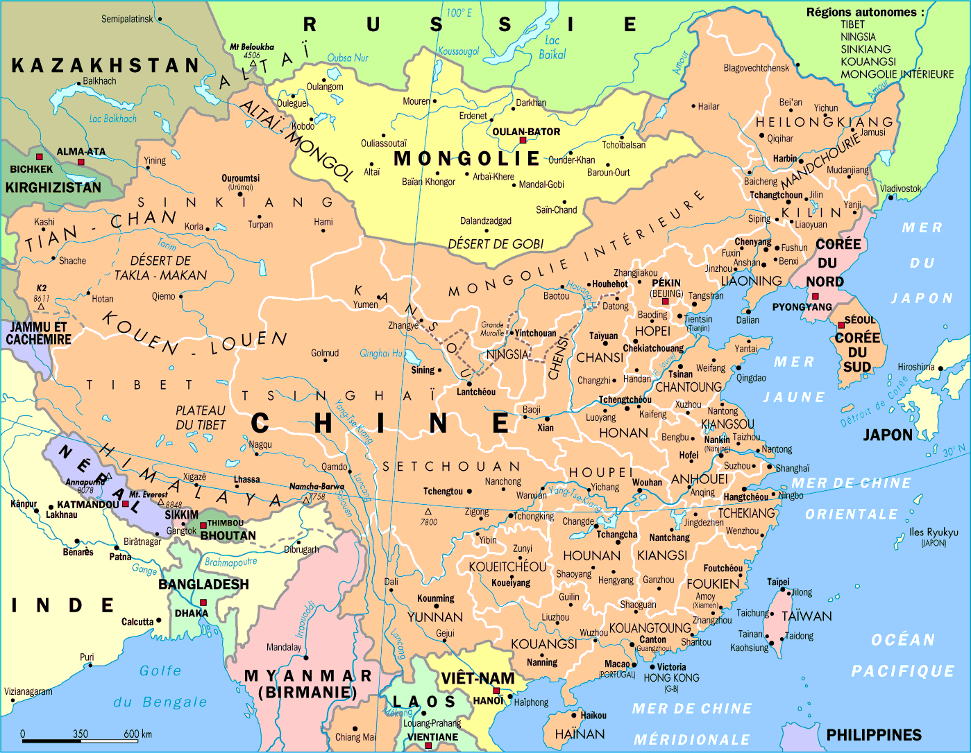 Mapa principales referencias de China