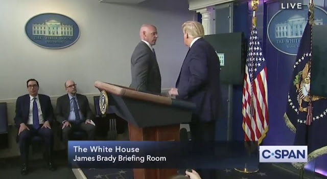 President Donald Trump was abruptly escorted by a US Secret Service agent out of the White House briefing room today