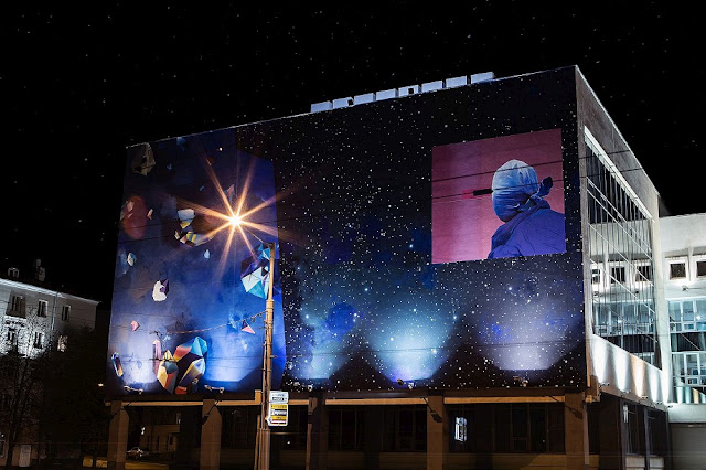 Thiago Toes was another artist that recently participated in Vulica Brasil festival in Minsk, Belarus. During his stay he painted this large mural titled "To risk is the End and the Beginning of Everything".