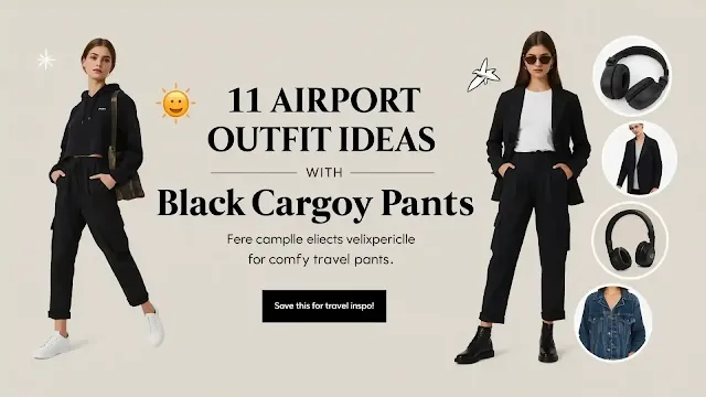 11 Airport Outfit Ideas with Black Cargo Pants for Comfy Travel Style
