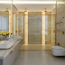 Banheiro contemporâneo neutro marmorizado com detalhes dourados!