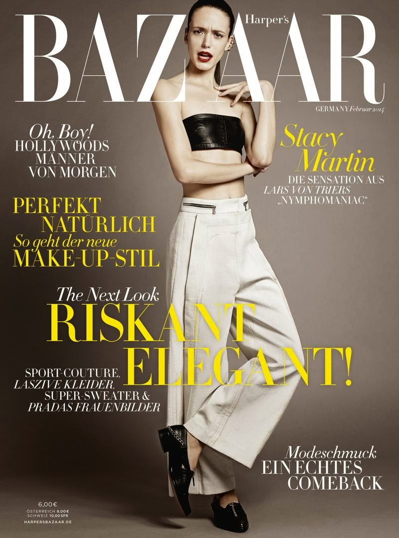 Magazine Cover : Stacy Martin Magazine Photoshoot Pics on Harper's Bazaar Magazine Germany February 2014 Issue 