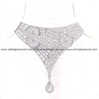 diamond choker necklace design sketches